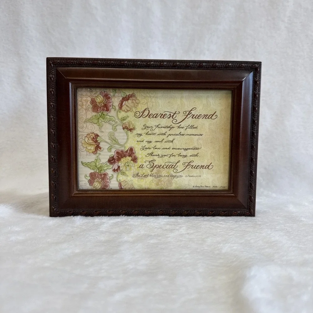 Sankyo Wood Music Jewelry Box What A Friend We Have In Jesus Dearest‎ Friend 8x6